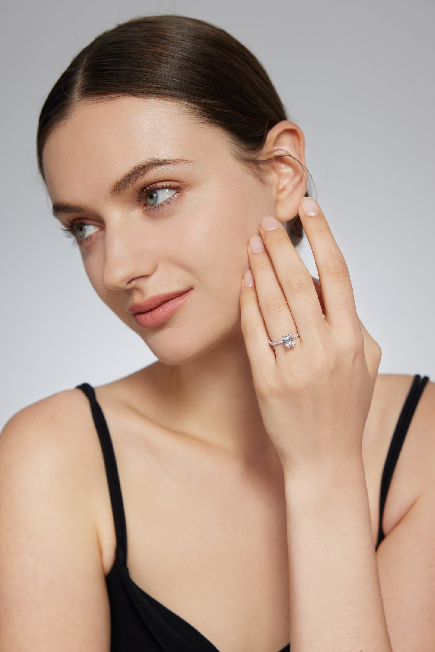 Emerald with Pave Band