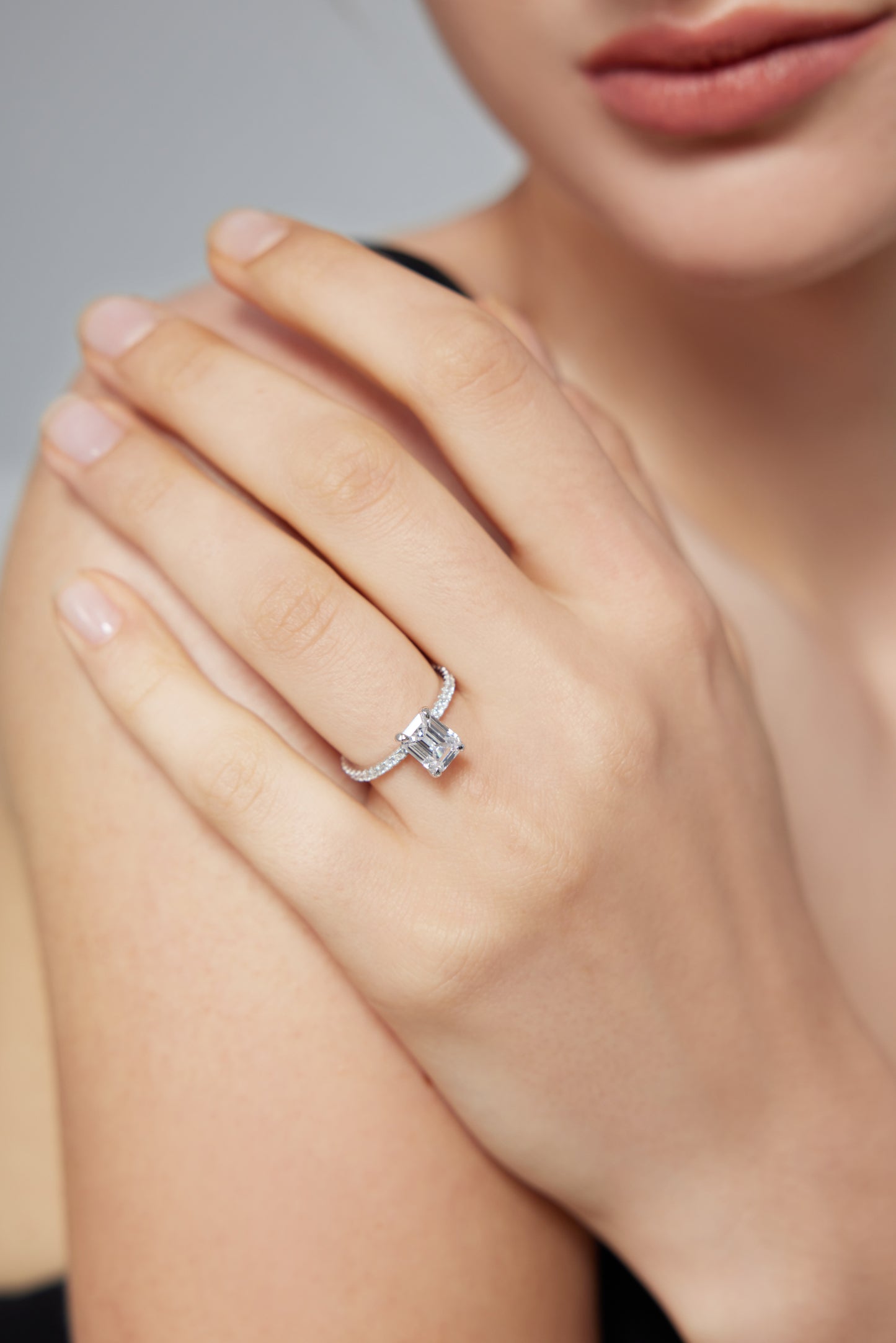 Emerald with Pave Band